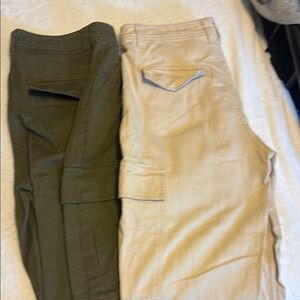 Olive and Beige LINEN Cargo Pants